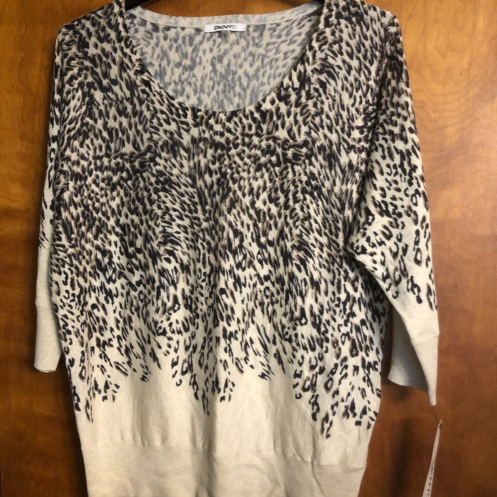 DKNYC Leopard Print Sweater 1X BNWT